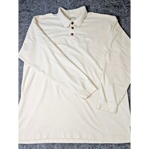 Original Island Sport Long Sleeve Polo Shirt Men's Large Beige Cotton EUC
